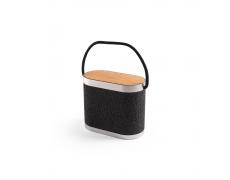 GUETTA. 5W portable speaker with super-fast 15W wireless charger and 2h battery life made of bamboo and 100% rPET