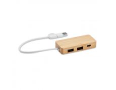 HUB USB de 3 puertos de bambú