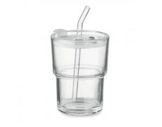 Vaso de cristal con pajita 400ml