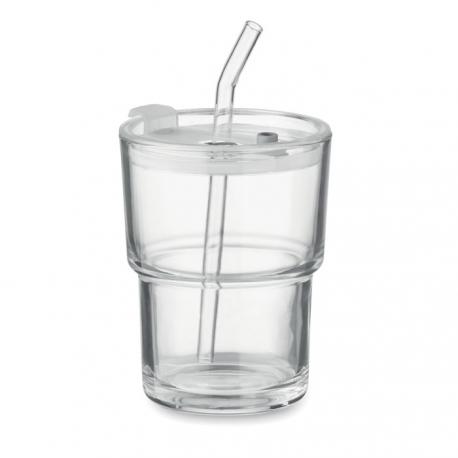 Vaso de cristal con pajita 400ml