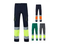 VL ZEUS LARGE. Pantalón elástico multibolsillos bicolor (240 g/m²), en algodón (46 %), EME (38 %) y poliéster (16 %)