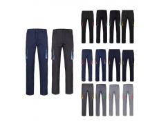 VL FIDES. Pantalón elástico bicolor multibolsillos (240g/m²), en algodón (46%), EME (38%) y poliéster (16%)