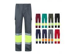 VL ATHENA. Pantalón de sarga bicolor (210 g/m²), forrado, multibolsillos, en algodón (20 %) y poliéster (80 %)