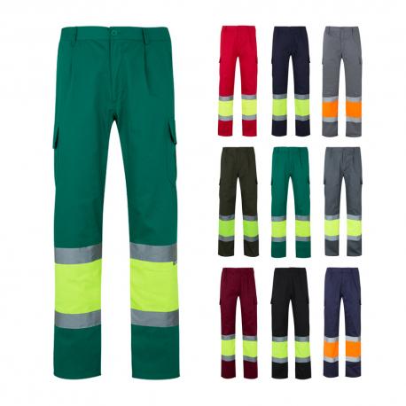 VL POSEIDON. Pantalón de sarga multibolsillos bicolor (210 g/m²), en algodón (20 %) y poliéster (80 %)
