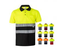 VL CUPID LARGE. Polo bicolor ojo de pájaro (160g/m²) con manga corta, en poliéster (100%)