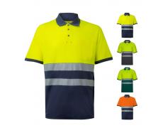 VL ACHELOUS. Polo de piqué bicolor (150g/m²) con manga corta, en algodón (55%) y poliéster (45%)