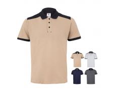 VL VELES. Polo de piqué elástico bicolor (200g/m²) con manga corta, en poliéster (96%) y elastano (4%)