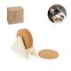 PLYCORK. Soporte de madera contrachapada con 6 posavasos de corcho