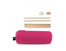 NOMAD. Estuche multiusos en fieltro reciclado (100% rPET) con regla, lápices, goma y sacapuntas