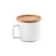FANGIO. Taza de cerámica con tapa y base de bambú de 230 mL