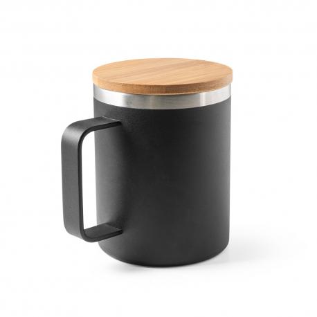 LAUDA. Taza de acero inoxidable 90% reciclado con tapa de bambú